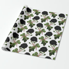 Zwarte Roos Print Cadeaupapier