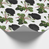 Zwarte Roos Print Cadeaupapier (Hoek)