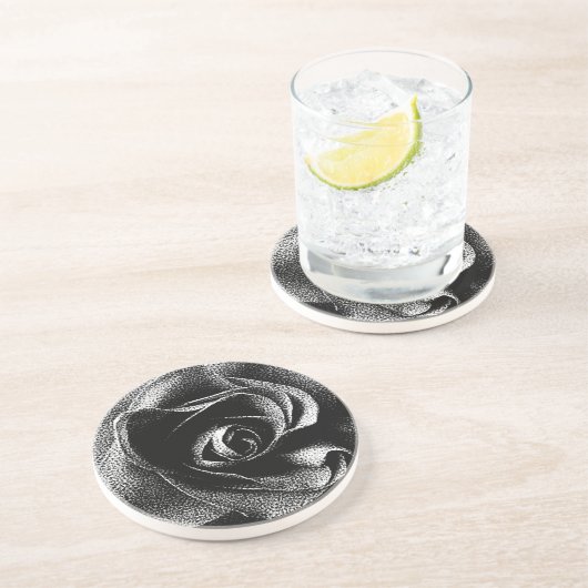 ZWARTE ROOS ZANDSTEEN ONDERZETTER (Zijkant)