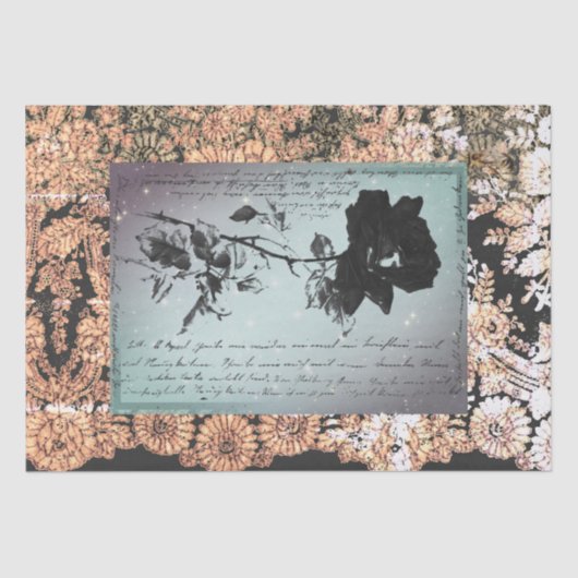 ZWARTE ROOS ZWARTE LACE HALLOEEN WEEFSELPAPIER TISSUEPAPIER (Voorkant)