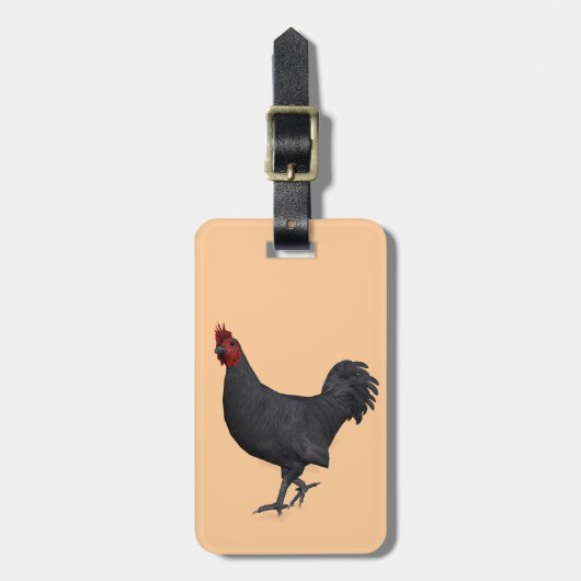 Zwarte rooster bagagelabel (Voorkant verticaal)