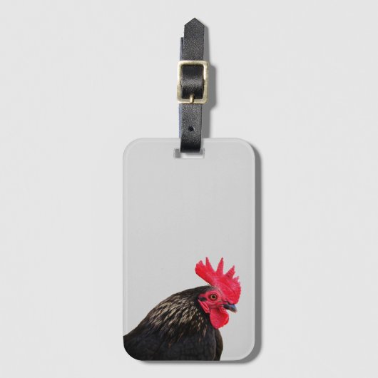 Zwarte rooster bagagelabel (Voorkant (verticaal))