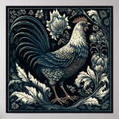 Zwarte rooster - die op het platteland leeft poster (Voorkant)