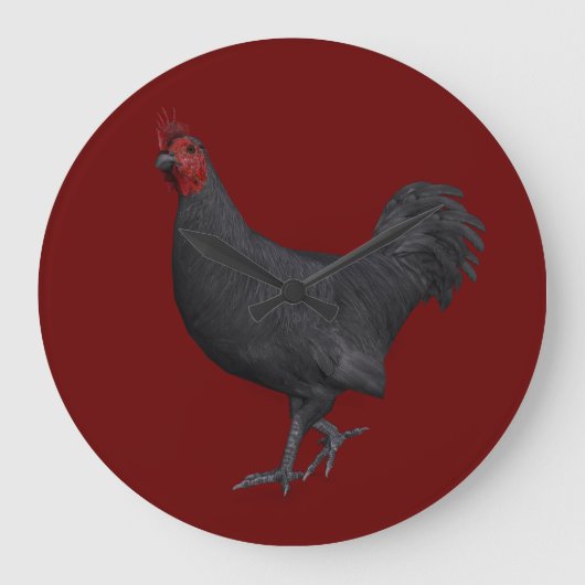 Zwarte rooster grote klok (Voorkant)
