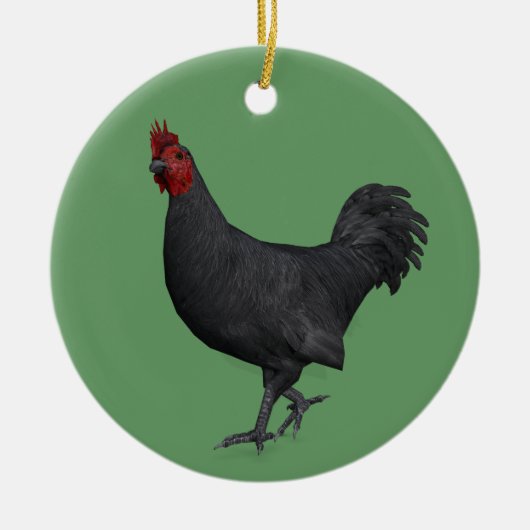 Zwarte rooster keramisch ornament (Voorkant)