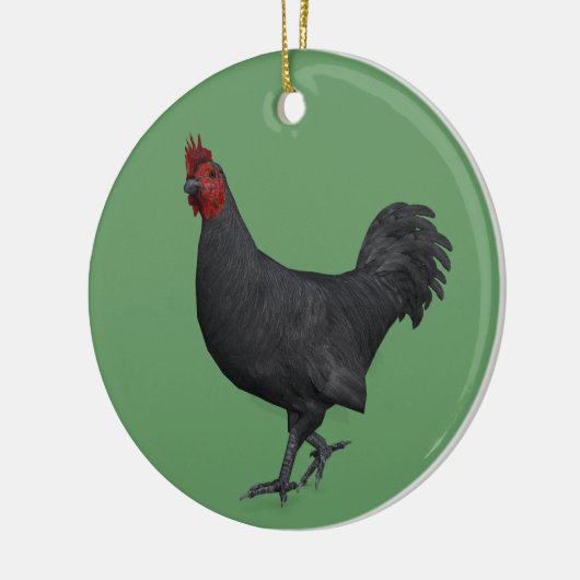 Zwarte rooster keramisch ornament (Links)