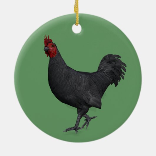 Zwarte rooster keramisch ornament (Achterkant)