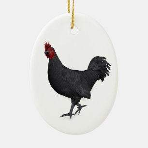 Zwarte rooster keramisch ornament