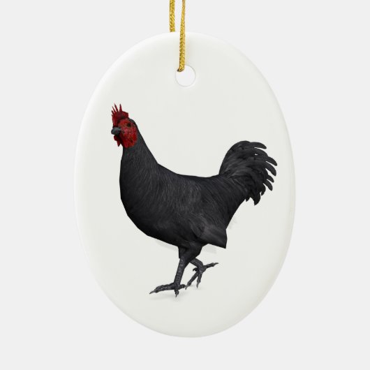 Zwarte rooster keramisch ornament (Achterkant)
