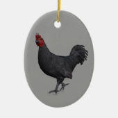 Zwarte rooster keramisch ornament (Voorkant)