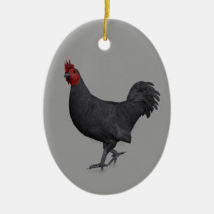 Zwarte rooster keramisch ornament