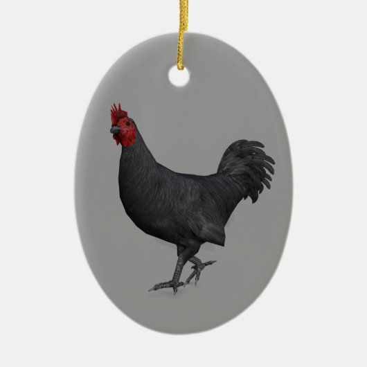 Zwarte rooster keramisch ornament (Voorkant)