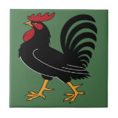Zwarte Rooster met Rode Comb Tegeltje (Voorkant)