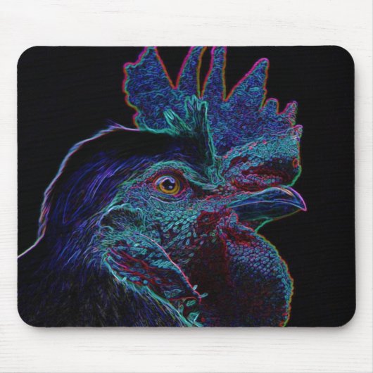 zwarte rooster muismat (Voorkant)