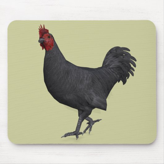 Zwarte rooster muismat (Voorkant)