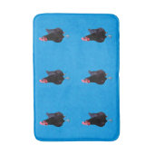 Zwarte Rooster op blauwe achtergrond, Badmat (Voorkant Verticaal)