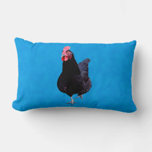Zwarte Rooster op blauwe achtergrond, Kussen