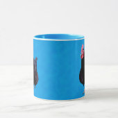 Zwarte Rooster op blauwe achtergrond, Mok (Midden)