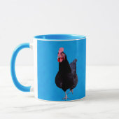 Zwarte Rooster op blauwe achtergrond, Mok (Links)