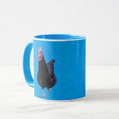 Zwarte Rooster op blauwe achtergrond, Mok (Voorkant links)