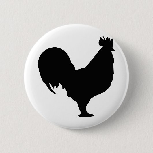 zwarte rooster ronde button 5,7 cm (Voorkant)