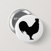 zwarte rooster ronde button 5,7 cm (Voorkant /achterkant)