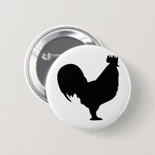 zwarte rooster ronde button 5,7 cm (Voorkant /achterkant)