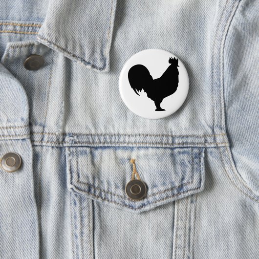 zwarte rooster ronde button 5,7 cm (In situ)