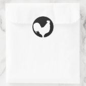 zwarte rooster ronde sticker (Tas)
