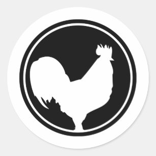 zwarte rooster ronde sticker