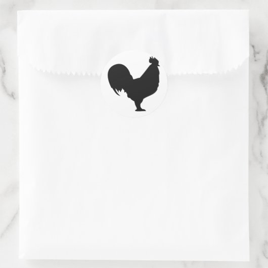 zwarte rooster ronde sticker (Tas)