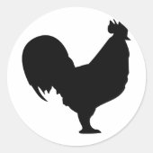 zwarte rooster ronde sticker (Voorkant)