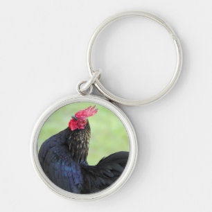 Zwarte rooster sleutelhanger