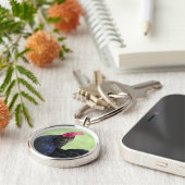 Zwarte rooster sleutelhanger (Zijkant)