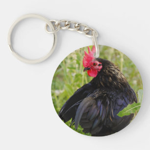 Zwarte rooster sleutelhanger