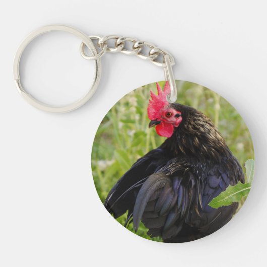Zwarte rooster sleutelhanger (Voorkant)