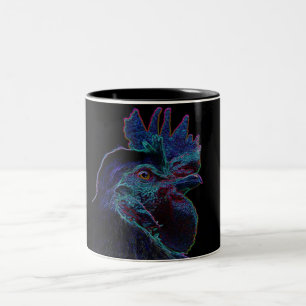 zwarte rooster tweekleurige koffiemok