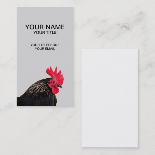 Zwarte rooster visitekaartje (Voorkant / Achterkant)