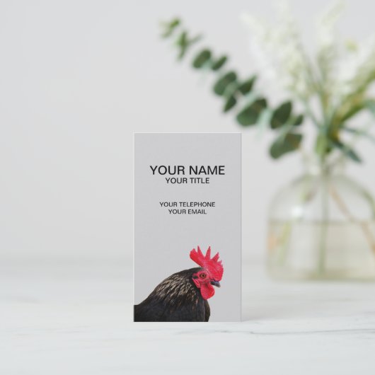 Zwarte rooster visitekaartje (Staand voorkant)