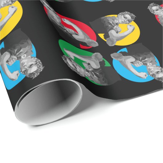 Zwarte ROSIE RIVETER Afdrukpapier Cadeaupapier (Rol Hoek)