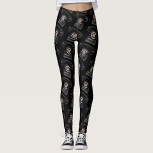 zwarte roterende telefoon leggings