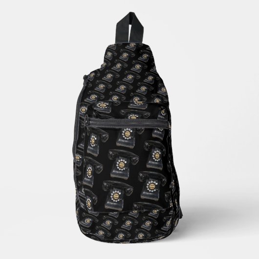 zwarte roterende telefoon sling bag (Voorkant)