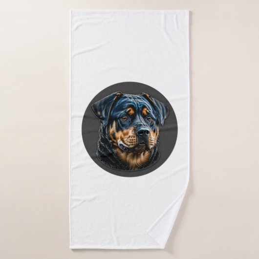 Zwarte rottweiler badhanddoek (Badhanddoek)