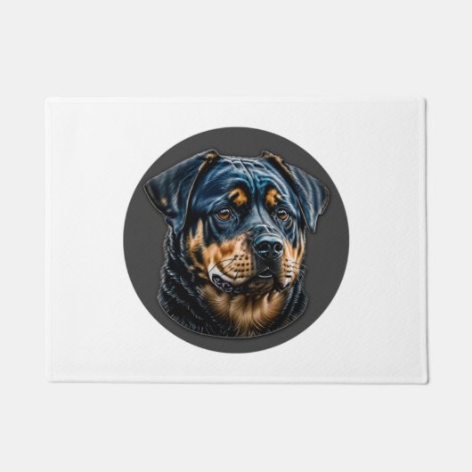 Zwarte rottweiler deurmat (Voorkant)