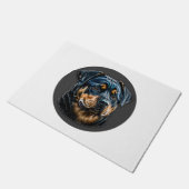 Zwarte rottweiler deurmat (Schuin)