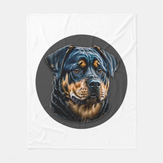 Zwarte rottweiler fleece deken (Voorkant)