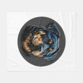Zwarte rottweiler fleece deken (Voorkant (Horizontaal))