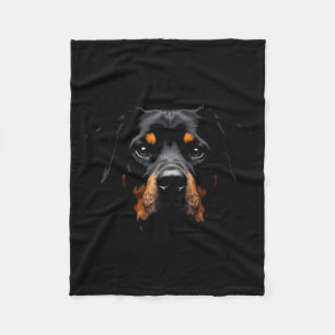Zwarte Rottweiler Hond Rottie Gezicht Fleece Deken
