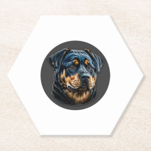 Zwarte rottweiler kartonnen onderzetters
