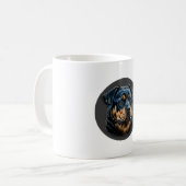 Zwarte rottweiler koffiemok (Voorkant links)